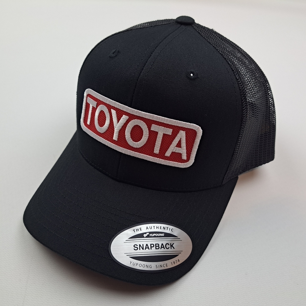 Toyota Embroidered Patch Curved Bill Trucker Mesh Snapback Hat Cap Black - Picture 2 of 4